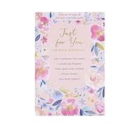 UK Greetings | Birthday Card | Bright Pink Floral Design | With Envelope