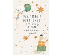 UK Greetings Birthday Card December Birthdays You Are Special Greeting Foiled Balloon & Stars - Carlton Cards Heartfelt, Design, Eco-Friendly, Quality, Keepsake, Gold Foiling