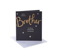 UK Greetings | Birthday Card for Brother | Happy Birthday Gifts | Him, Boys, Men | Gold Text Design | With Envelope | 165 x 190 mm