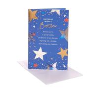 UK Greetings | Birthday Card for Brother | Starry Wishes Design | Happy Birthday Gifts | Him/Boys/Men | With Envelope | 21 x 13.7cm
