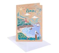 UK Greetings | Birthday Card for Dad | Seaside Scene Design | With Envelope