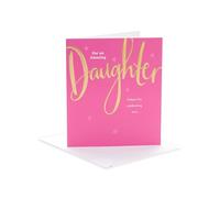 UK Greetings Birthday Card for Daughter | Pink & Gold Design With Envelope