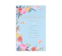 UK Greetings Birthday Card for Granddaughter - Blue & Floral Design - Thinking of You Range