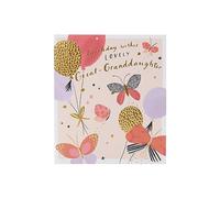 UK Greetings Birthday Card for Great-Granddaughter - Balloons & Butterflies Design