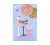 UK Greetings | Birthday Card for Her/Friend | Floral Cocktail Design