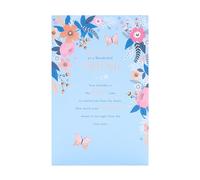 UK Greetings Birthday Card for Her/Friend - Pink & Blue Floral Design - Thinking of You Range