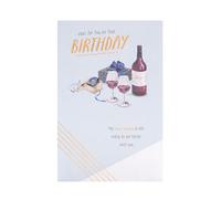 UK Greetings Birthday Card for Him/Friend - Watch & Wine Design - Thinking of You Range