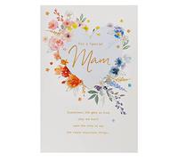 UK Greetings Birthday Card For Mam | Heart With Watercolour Florals Design