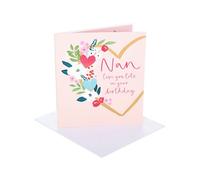 UK Greetings | Birthday Card for Nan | Gold heart | With Envelope