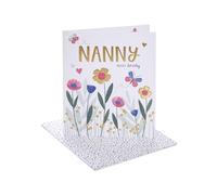 UK Greetings | Birthday Card for Nanny | Happy Birthday Gifts | Her, Girls, Women | Lovely Bright Flowers Design | With Envelope | 165 x 190 mm