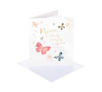 UK Greetings | Birthday Card for Niece | Happy Birthday Gifts | Her, Girls, Women | Butterflies | With Envelope | 15.9 x 18.4 cm