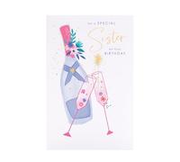 UK Greetings Birthday Card for Sister - Champagne Design - Thinking of You Range