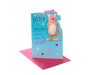 UK Greetings Birthday Card for Sister | Funny Smiling Design With Envelope | Happy Birthday Gifts | Greeting Card | Her/Girls/Women | 155 x 235 mm
