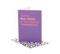 UK Greetings | Birthday Card for Sister | Happy Birthday Gifts | Her, Girls, Women | Funny Annoying Design | With Envelope | 12.7x17.8cm