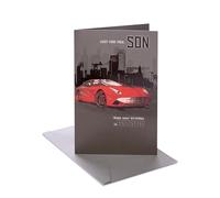 UK Greetings | Birthday Card for Son | Happy Birthday Gifts | Him, Boys, Men | Red Sports Car Design | With Envelope | 155 x 235 mm