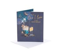 UK Greetings | Birthday Card for The One I Love | Happy Birthday Gifts | Her/Him | Luxury Cake Design | With Envelope | 165 x 190 mm