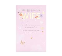 UK Greetings Birthday Card for Wife - Pink & Gold Design - Thinking of You Range