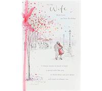 UK Greetings Birthday Card for Wife - Ribbon Design, white, 16.5 x 0.03 cm