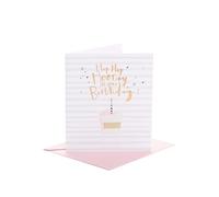 UK Greetings | Birthday Card | Happy Birthday Gifts | Her/Him | Cake Design | With Envelope | 143 x 165 mm