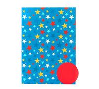 UK Greetings Birthday Wrapping Paper With Stars - Blue Stars Packaged Wrap - 3 Sheets & 2 Tags - Perfect For Any Occasion
