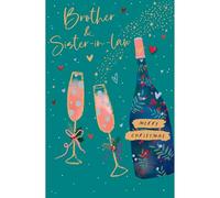 UK Greetings Brother & Sister-In-Law Christmas Card Festive Champagne Toast Xmas Greetings - Carlton Cards Family Love, Heartfelt Gesture, Enchanting Design, Eco-Friendly, Relation Card