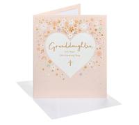 UK Greetings | Christening Card For Granddaughter | Heart Design | Congratulations Card | Greeting Card | Her/Girls/Women | With Envelope | 15.9 x 18.4cm