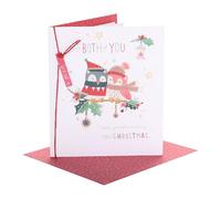 UK Greetings | Christmas Card for Both of You | Xmas Presents | Her/Him | owls sitting on a branch | With Envelope | 18.4 x 15.9 cm