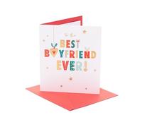 UK Greetings | Christmas Card for Boyfriend | Xmas Presents | Him, Boys, Men | Bright patterned lettering | With Envelope | 18.4 x 15.9 cm