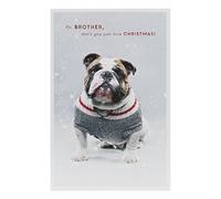 UK Greetings Christmas Card for Brother - Dog Design