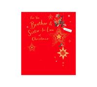 UK Greetings | Christmas Card for Brother & Sister In Law | With Envelope | Hanging Stars and Foliage Design | Xmas Presents | Counter Cards | 15.9 x 18.4cm