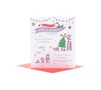 UK Greetings Christmas Card for Daughter - Heartfelt Doodle Design