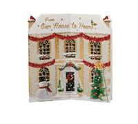 UK Greetings Christmas Card for Family - Festive House Shaped Design