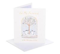 UK Greetings | Christmas Card for Friend | Xmas Presents | Her/Him | Penguins with tree | With Envelope | 18.4 x 15.9 cm