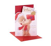 UK Greetings Christmas Card for Godson - Cute Teddy Design