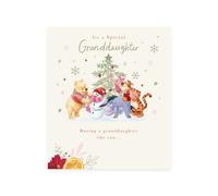 UK Greetings | Christmas Card for Granddaughter | Around Xmas Tree Design | Xmas Presents | Counter Cards | With Envelope | 15.9 x 18.4cm