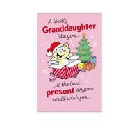 UK Greetings | Christmas Card for Granddaughter | Cat Cartoon Design | Xmas Presents | Counter Cards | With Envelope | 14.9 x 22.9cm
