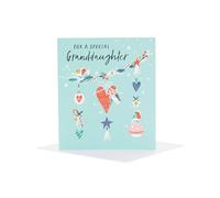 UK Greetings Christmas Card for Granddaughter - Festive Decorations Design