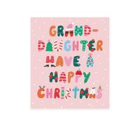 UK Greetings | Christmas Card for Granddaughter | With Envelope | Christmas Lettering On Pink Background Design | Xmas Presents | Counter Cards | 15.9 x 18.4cm
