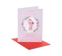UK Greetings | Christmas Card for Grandma | Xmas Presents | Her, Girls, Women | Nutmeg ML Xmas Grandma bear inside wreath foliage | With Envelope | 17.8 x 12.7 cm