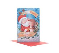 UK Greetings | Christmas Card for Grandson | Cute Santa and Reindeer Design