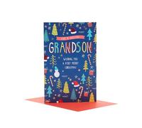 UK Greetings Christmas Card for Grandson - Festive Pattern Design