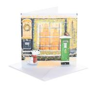 UK Greetings | Christmas Card for Him/Her/Friend | Xmas Presents | Her/Him | Irish Green Postbox - Dog | With Envelope | 15.9 x 15.9 cm