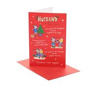 UK Greetings | Christmas Card for Husband | Xmas Presents | Him, Boys, Men | Giggles Cartoon Dog and Cat | With Envelope | 22.9 x 14.9 cm