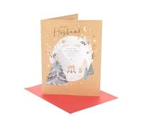 UK Greetings | Christmas Card for Husband | Xmas Presents | Him, Boys, Men | House and trees scene | With Envelope | 27.5 x 21 cm
