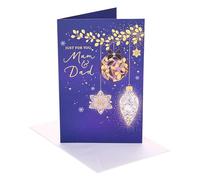 UK Greetings | Christmas Card for Mam & Dad | Xmas Presents | Her/Him | bauble | With Envelope | 22.9 x 14.9 cm