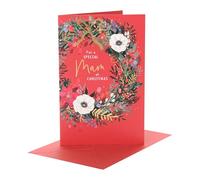UK Greetings | Christmas Card for Mam | Xmas Presents | Her, Girls, Women | wreath | With Envelope | 22.9 x 14.9 cm