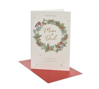 UK Greetings Christmas Card for Mum & Dad - Festive Wreath Design