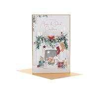 UK Greetings Christmas Card for Mum & Dad - Fireplace Design