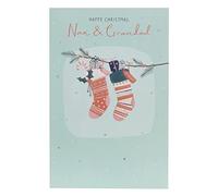 UK Greetings Christmas Card for Nan & Grandad - Cute Stockings Design