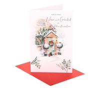 UK Greetings | Christmas Card for Nan & Grandad | Xmas Presents | Her/Him | snowy doorway | With Envelope | 21 x 13.7 cm